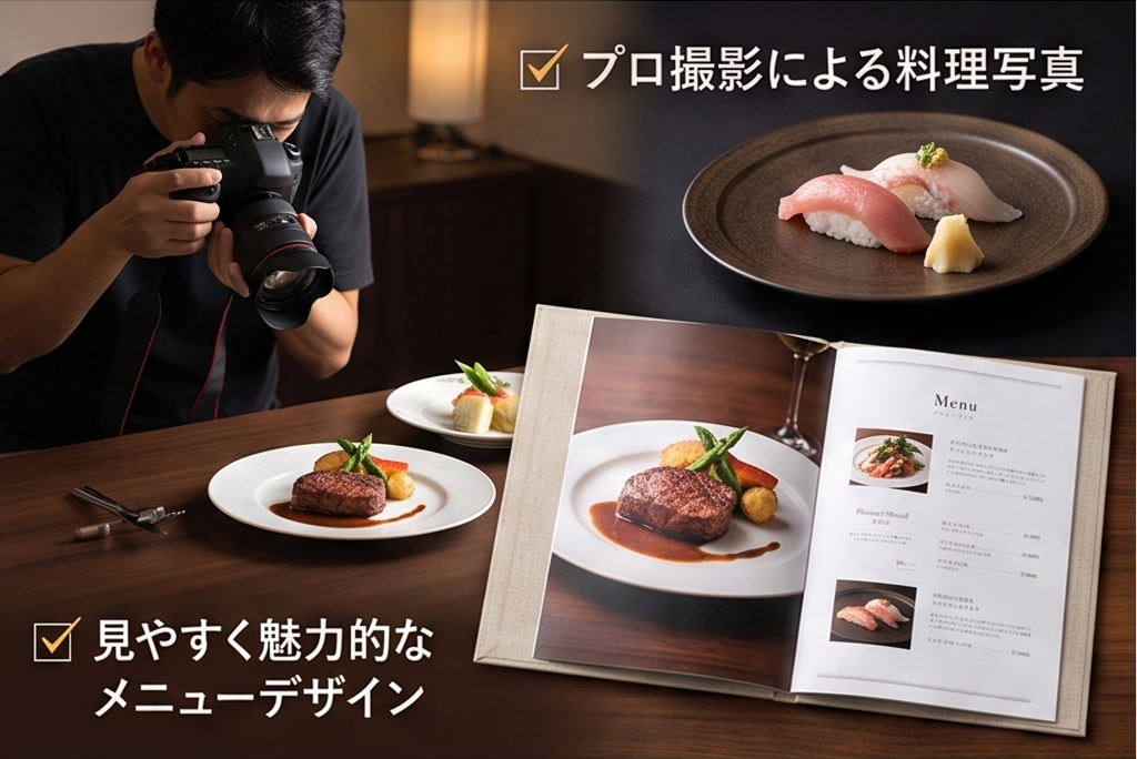 飲食店マーケティング
写真撮り+メニューブックセット